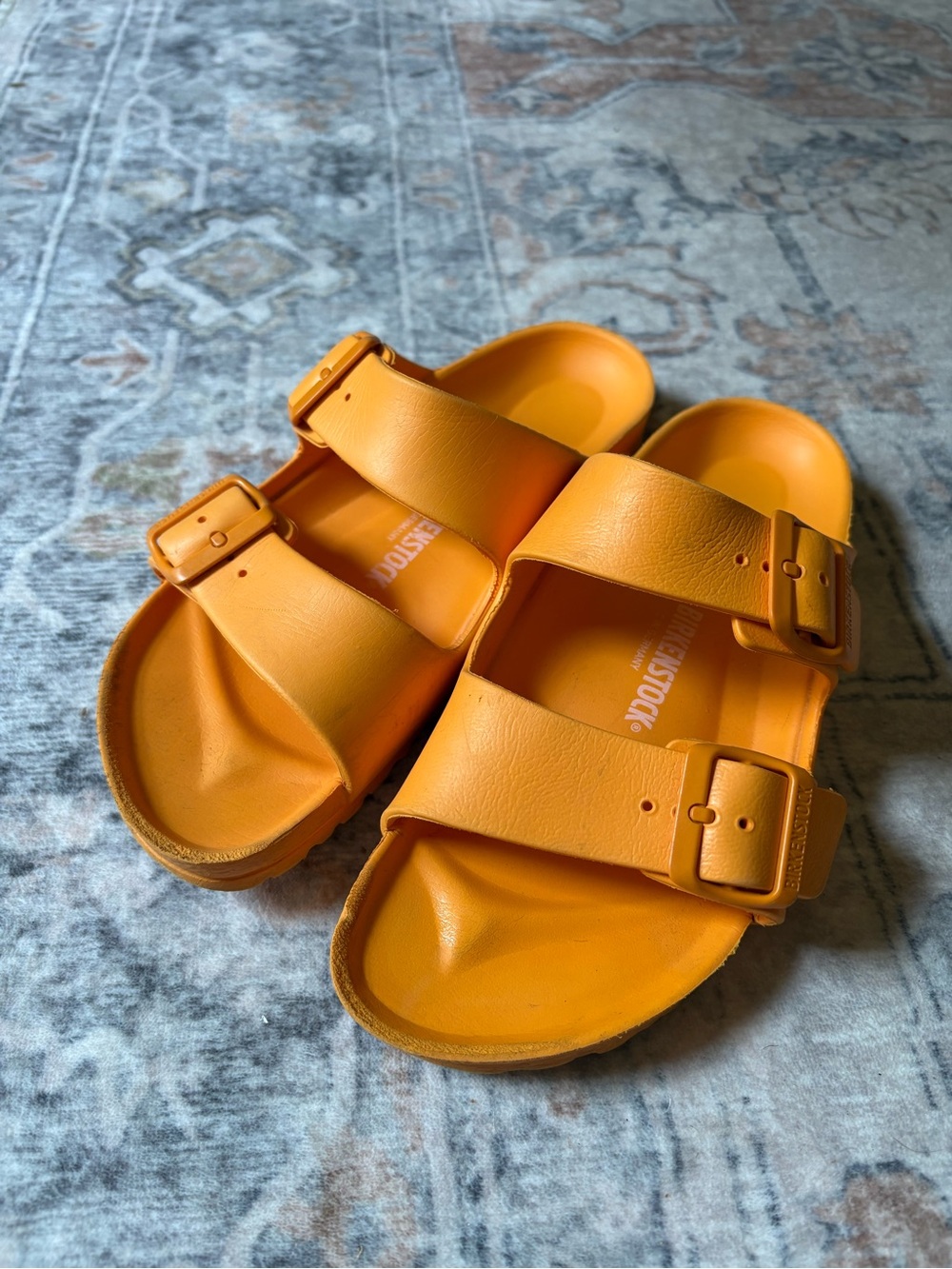 Birkenstock rubber Orange Slide Sandals size 7/38